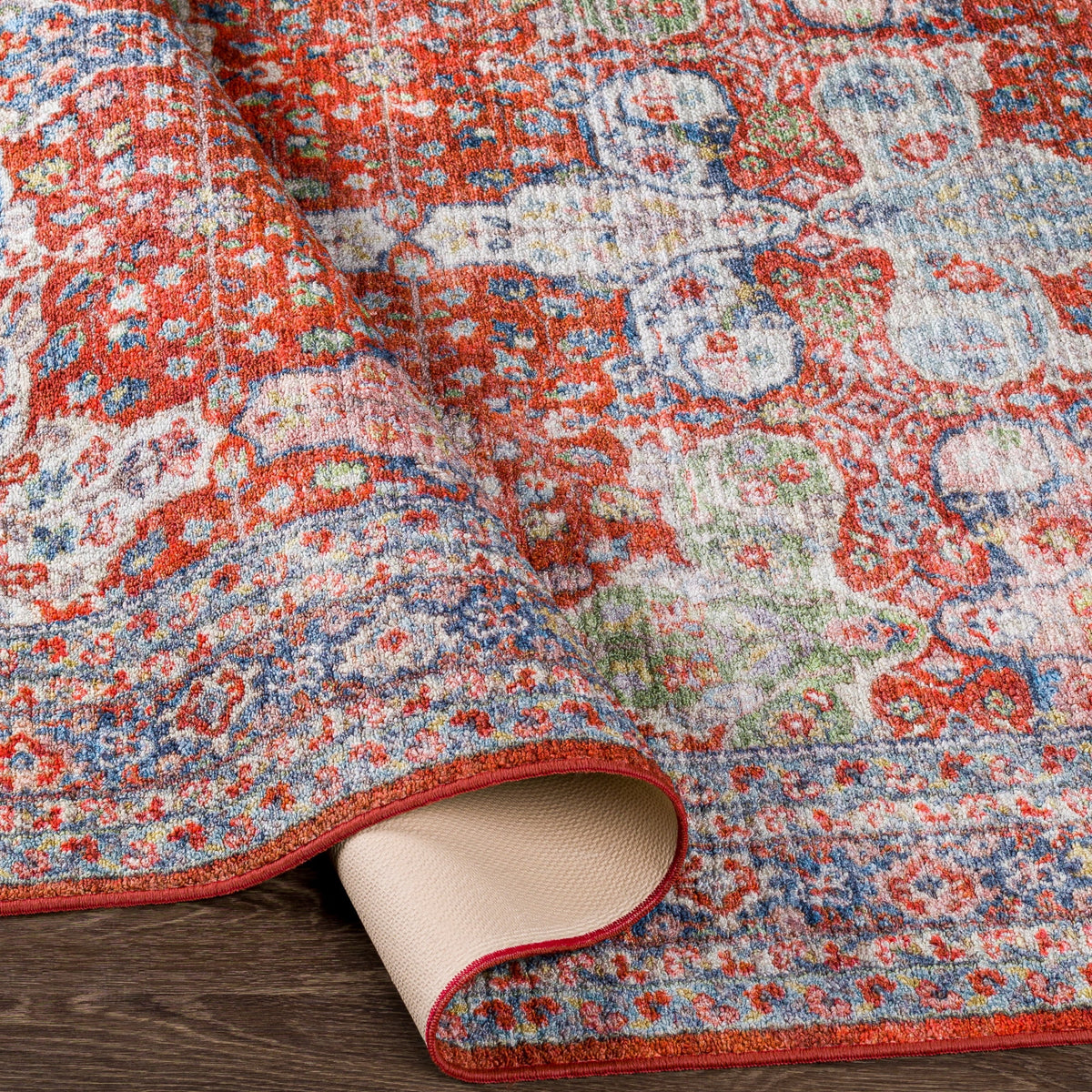 Bright Red Machine Washable Area Rug, 8'10" x 11'9" H1957