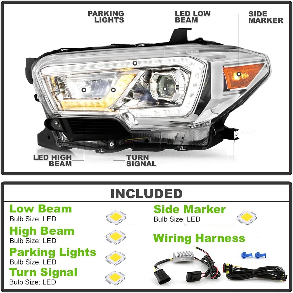 Chrome LED Projector Headlights B2317