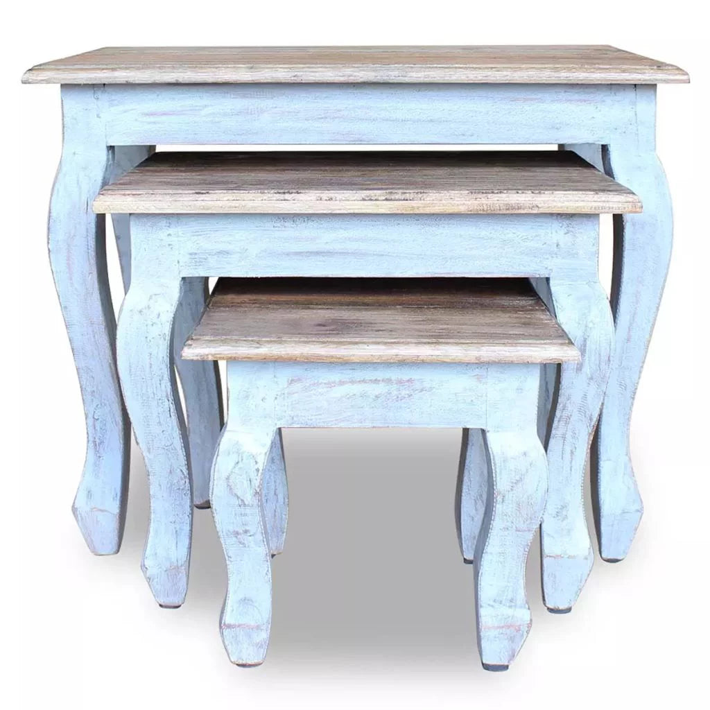 3 Piece Solid Reclaimed Wood Nesting Table Set F7029