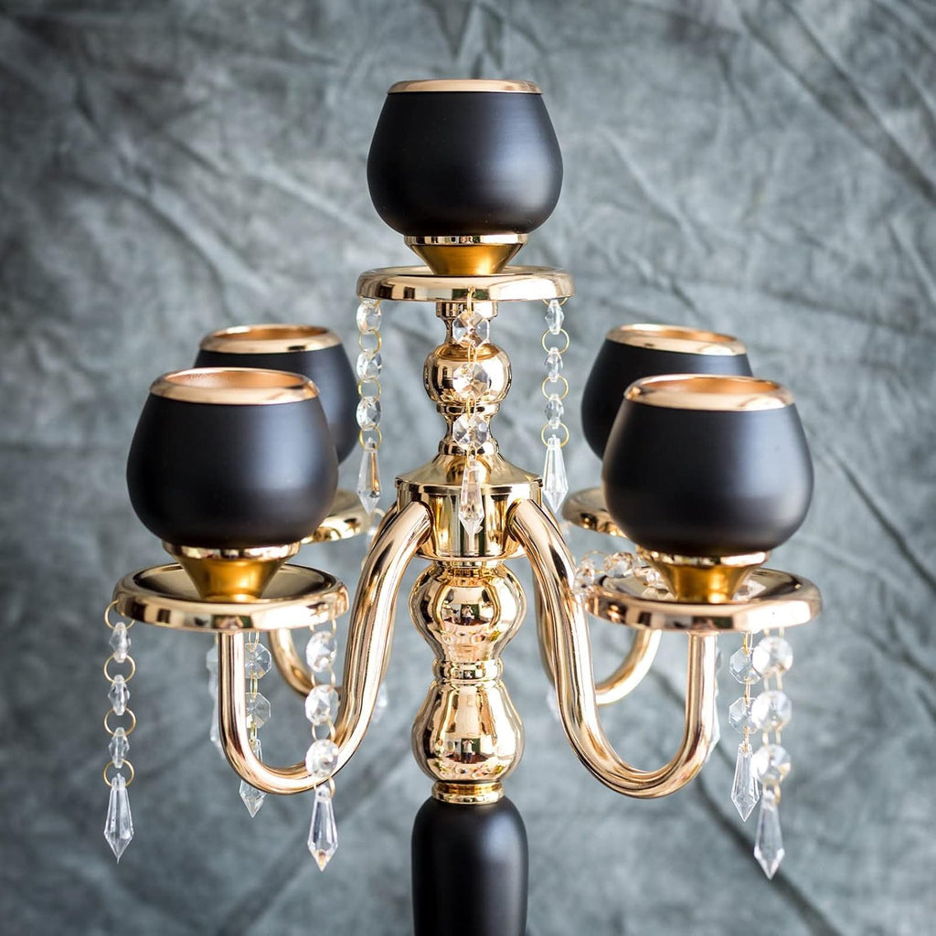 25 Matte Black/Gold Metal Tealight Candle Holder S420158