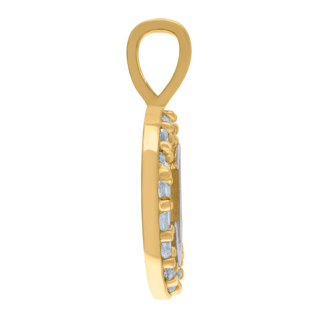 10k Two Tone Gold CZ Initial J Pendant Necklace X885341