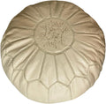 Round Moroccan Pouf Cover Genuine Leather Hand Stitched X693