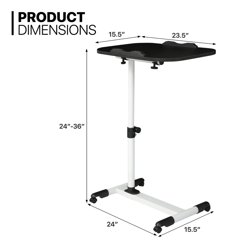 White Height Adjustable Mobile Computer Desk with Casters K687985