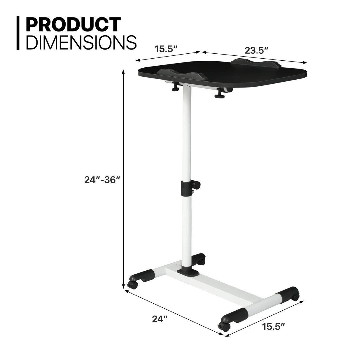 White Height Adjustable Mobile Computer Desk with Casters K687985