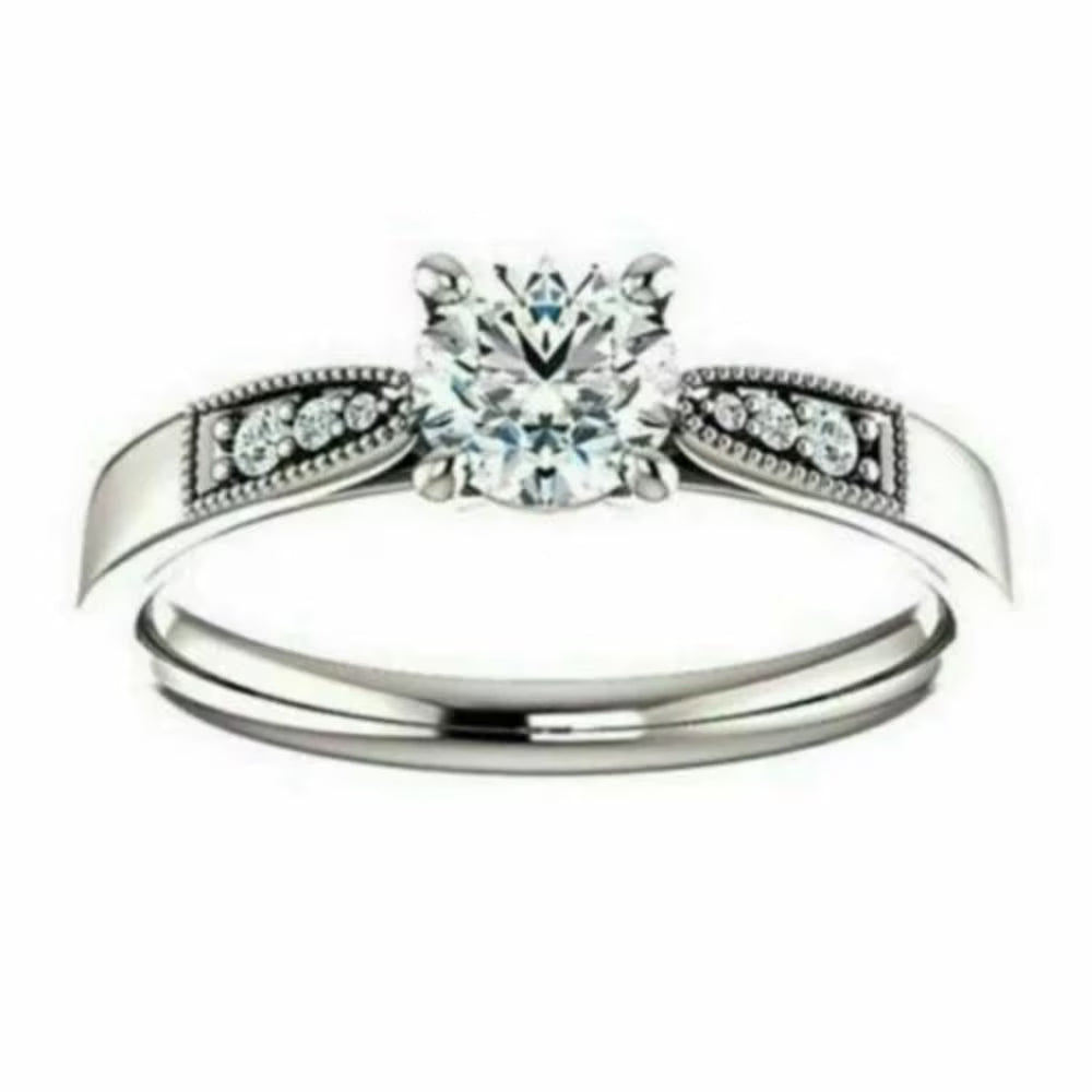 14K White Gold Round Solitaire Ring E22822
