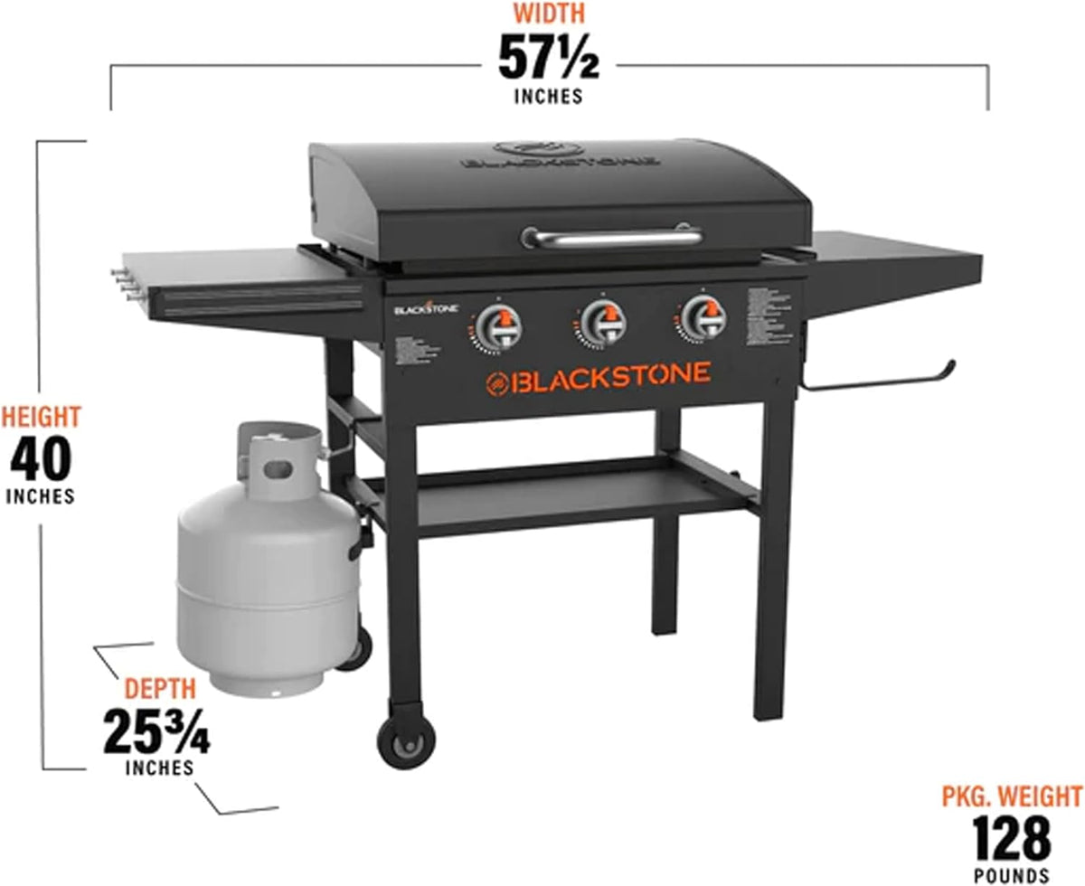 28 Inch Black Griddle with Hood 3-Burner Outdoor Flat Top Grill O86253