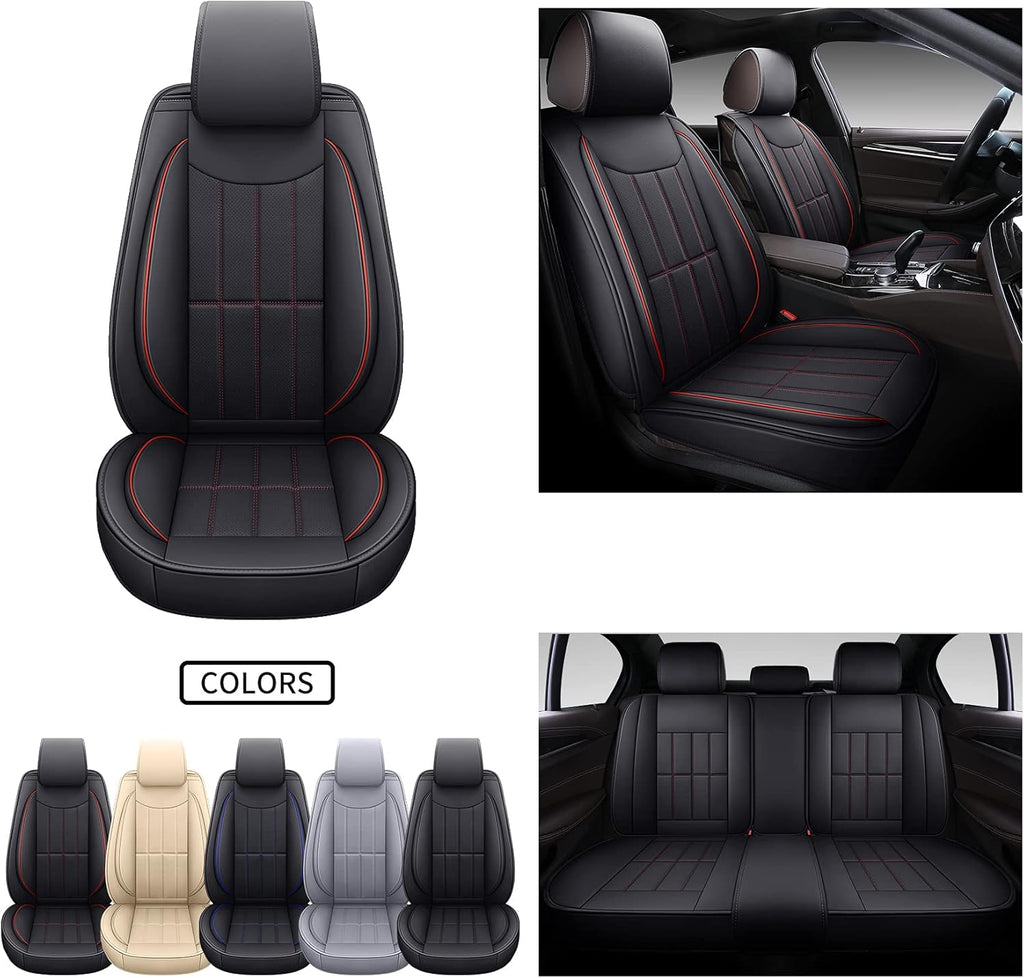 Leather Car Seat Covers Universal Fit Full Set Gray Q28312