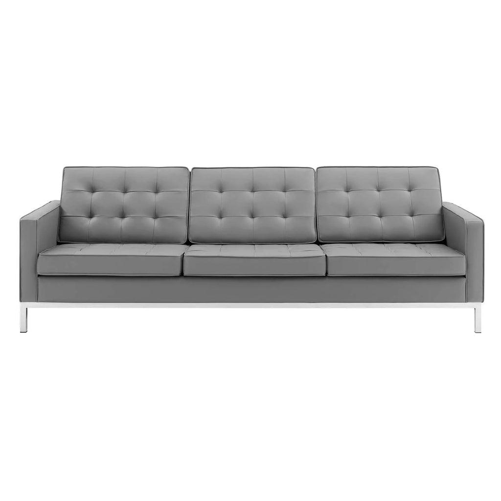 Gray Faux Leather Sofa F8710