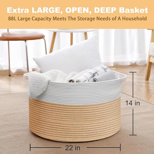 Large Woven Cotton Rope Blanket Basket L8194