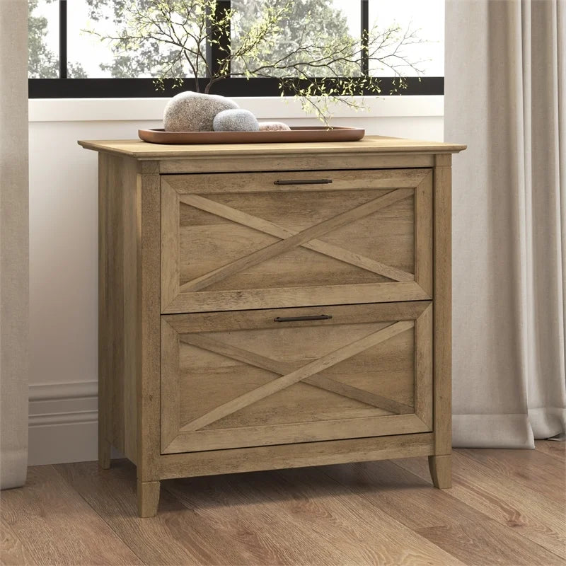 2 Drawer Contemporary Wood Lateral File Cabinet in Pine Y571725
