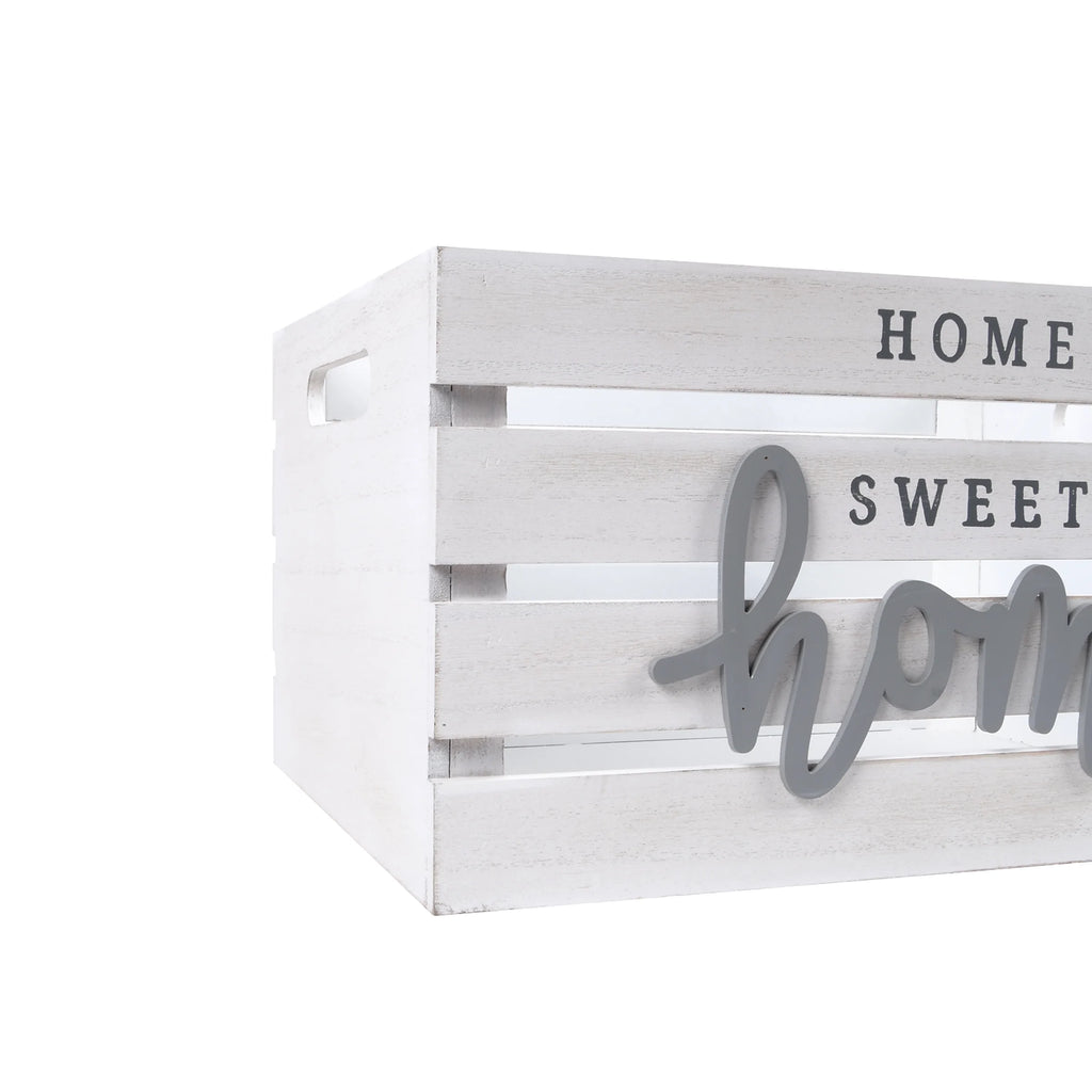 Rustic Whitewashed Nesting Storage Crates, Set of Three E954244