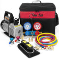 4CFM Air Vacuum Pump HVAC Refrigeration Kit with Manifold Gauge Set Y40342