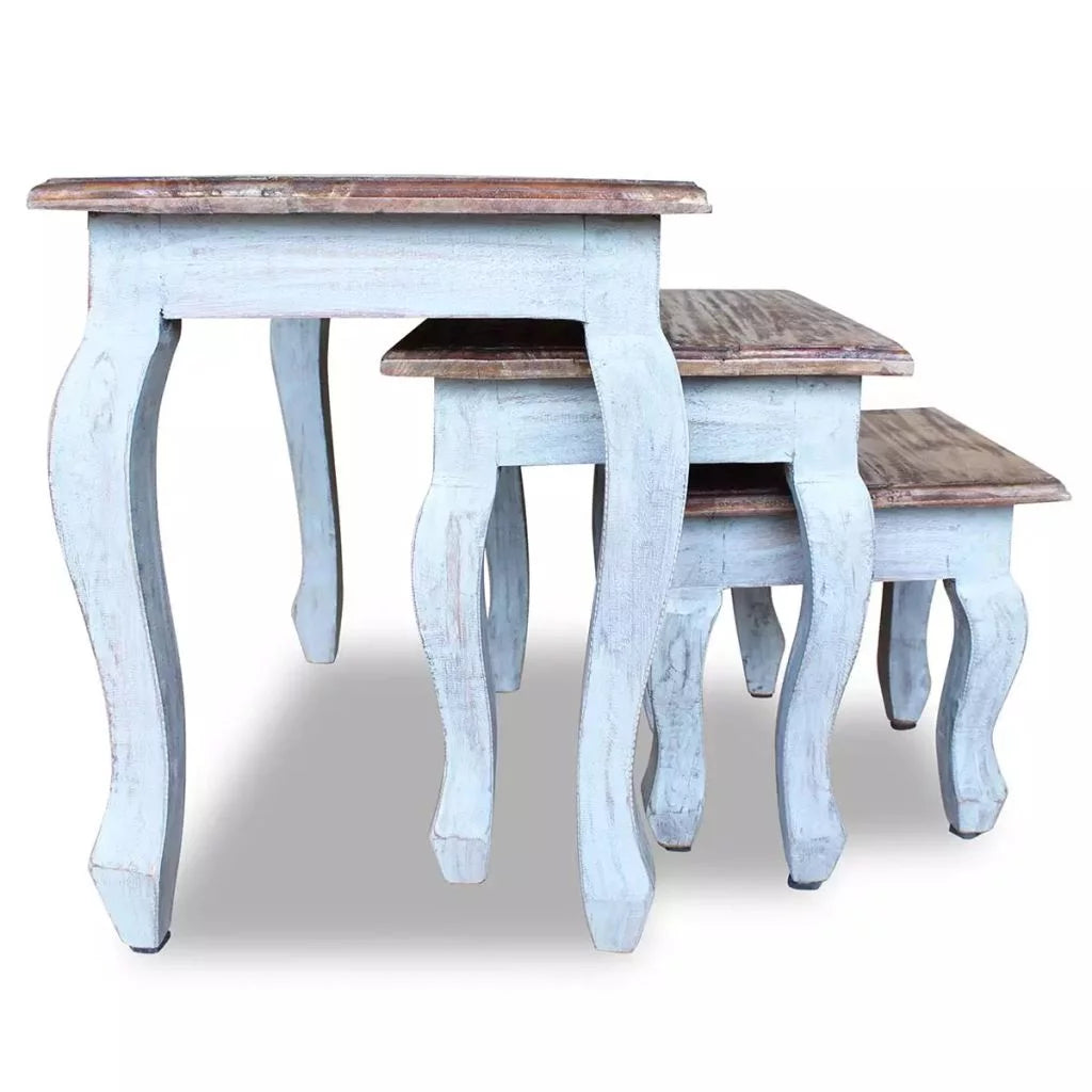 3 Piece Solid Reclaimed Wood Nesting Table Set F7029