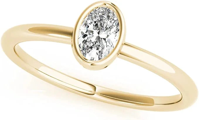 Oval Diamond Solitaire Engagement Ring in 14K Gold J819