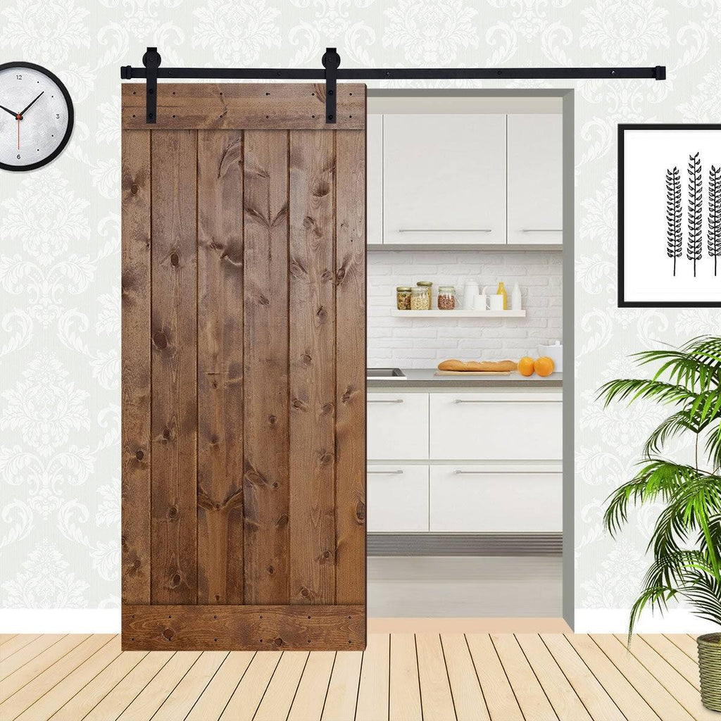 Paneled Wood Barn Door with Installation Hardware Kit P530820