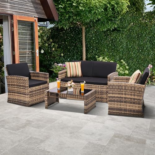 8 Pieces Outdoor Wicker Rattan Patio Furniture Sectional Set A420979
