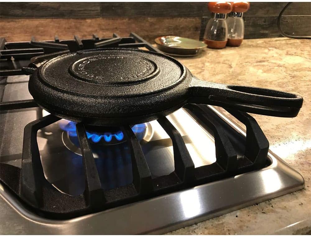 Cast Iron Waffle Maker, Two Piece Hinged Non-Electric Waffle Iron C41333