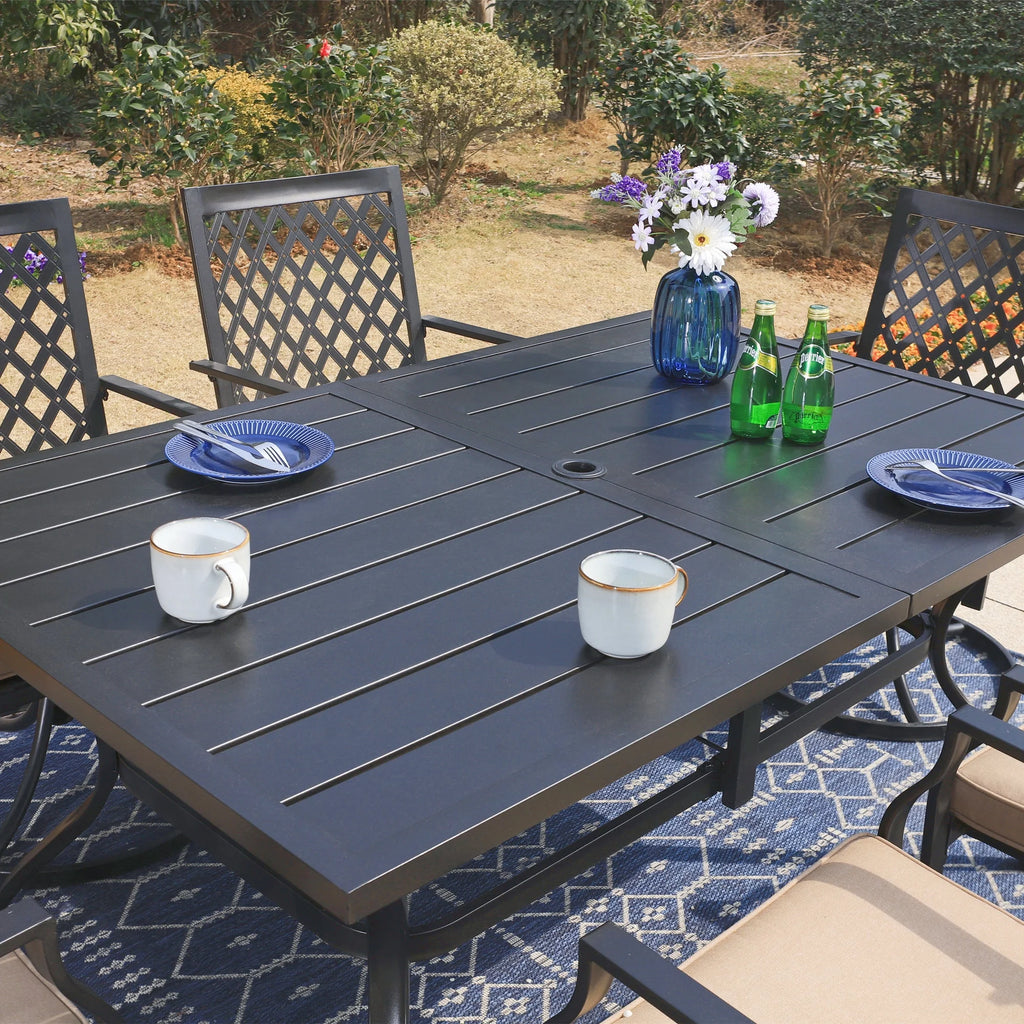 7 Piece Metal Outdoor Patio Dining Set with 6 Swivel Chairs and Dining Table P533