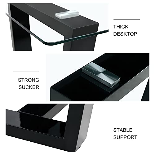 Glass Dining Table Set for 6 with Black Bracket Pedestal H1532