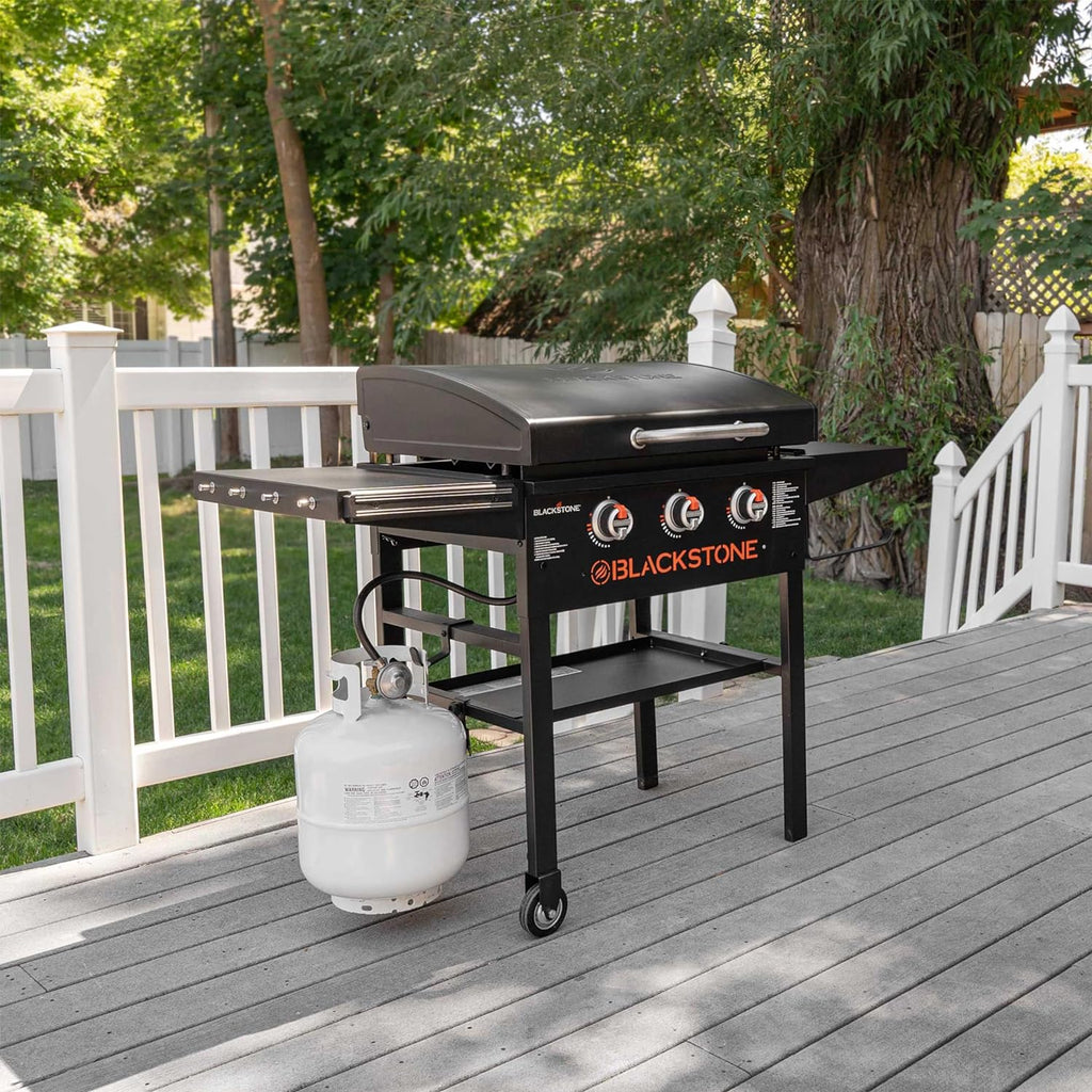 28 Inch Black Griddle with Hood 3-Burner Outdoor Flat Top Grill O86253