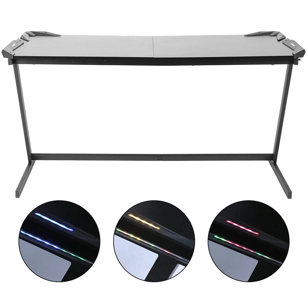 Black 59in Computer Desk Gaming Desk with LED Light V321