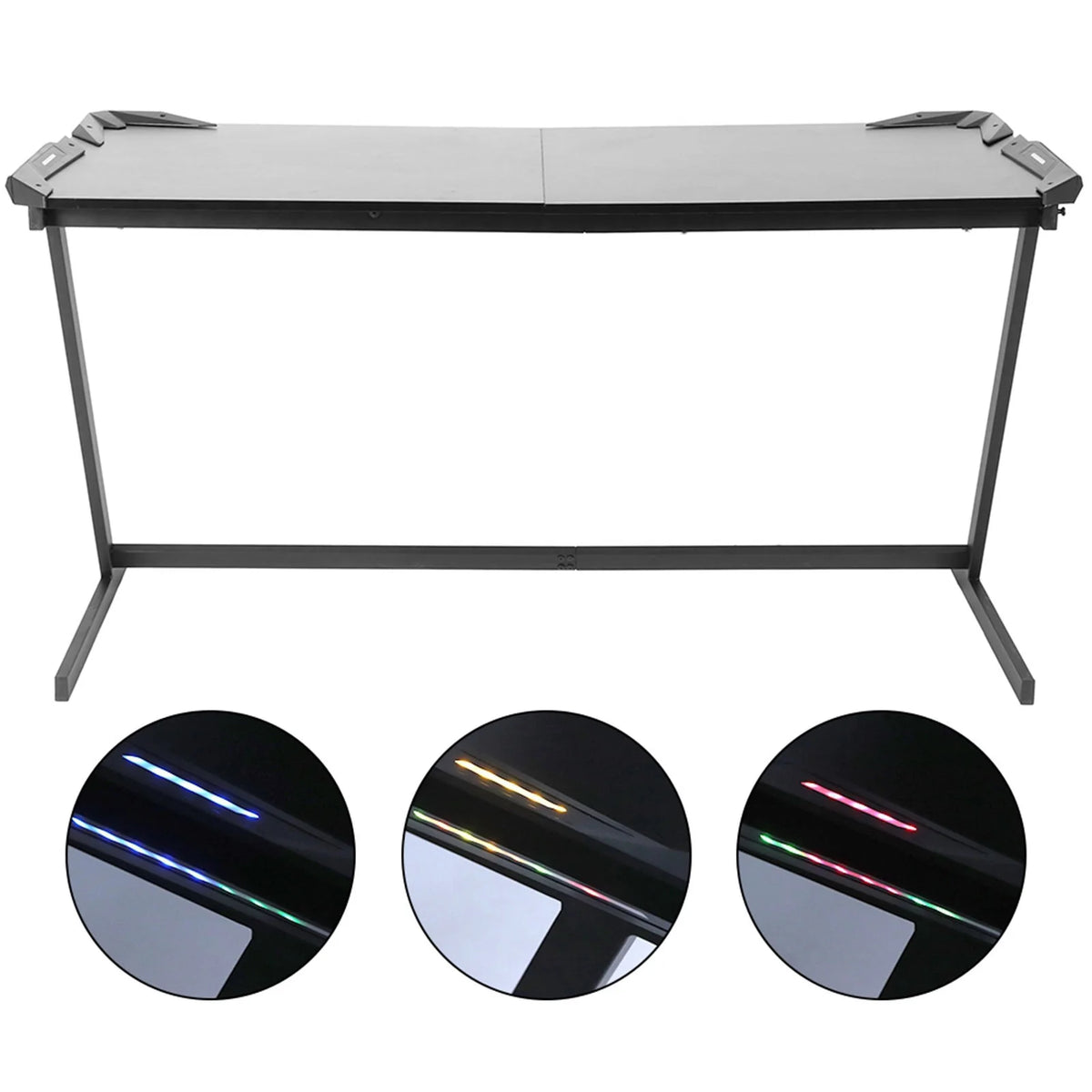 Black 59in Computer Desk Gaming Desk with LED Light V321