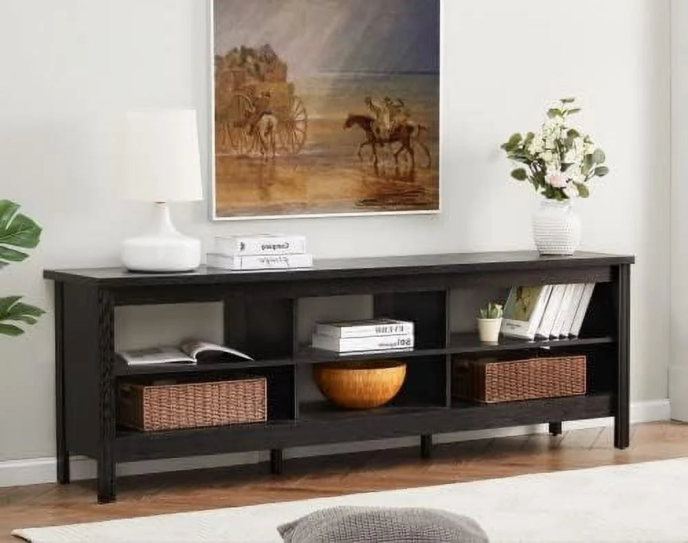 Brown Farmhouse TV Stand with 6 Cubby I73915
