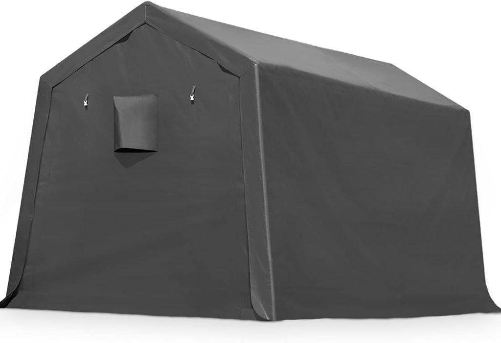 10x10 ft Heavy Duty Portable Canopy Storage Shelter Carport with 2 Roll up Zipper Doors & Vents N5469