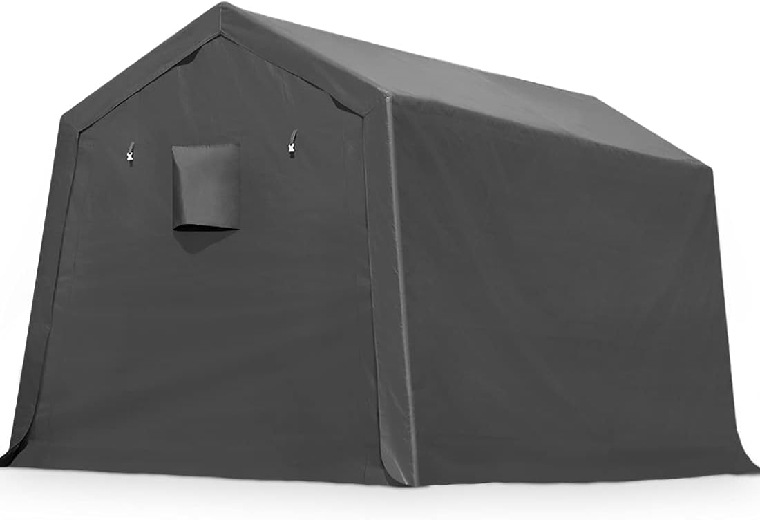 10x10 ft Heavy Duty Portable Canopy Storage Shelter Carport with 2 Roll up Zipper Doors & Vents N5469