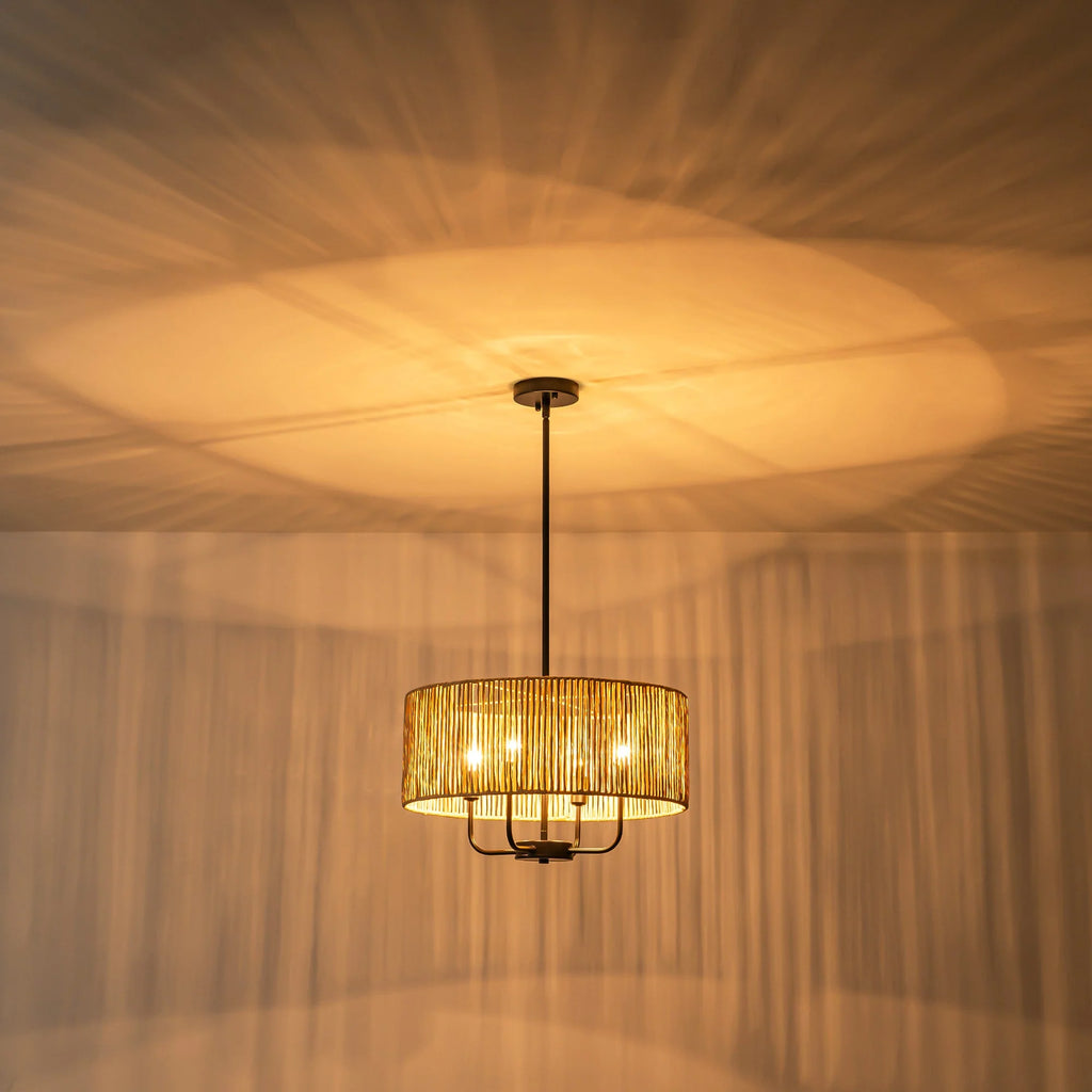 4-Light Handwoven Rope Drum Chandelier H73537
