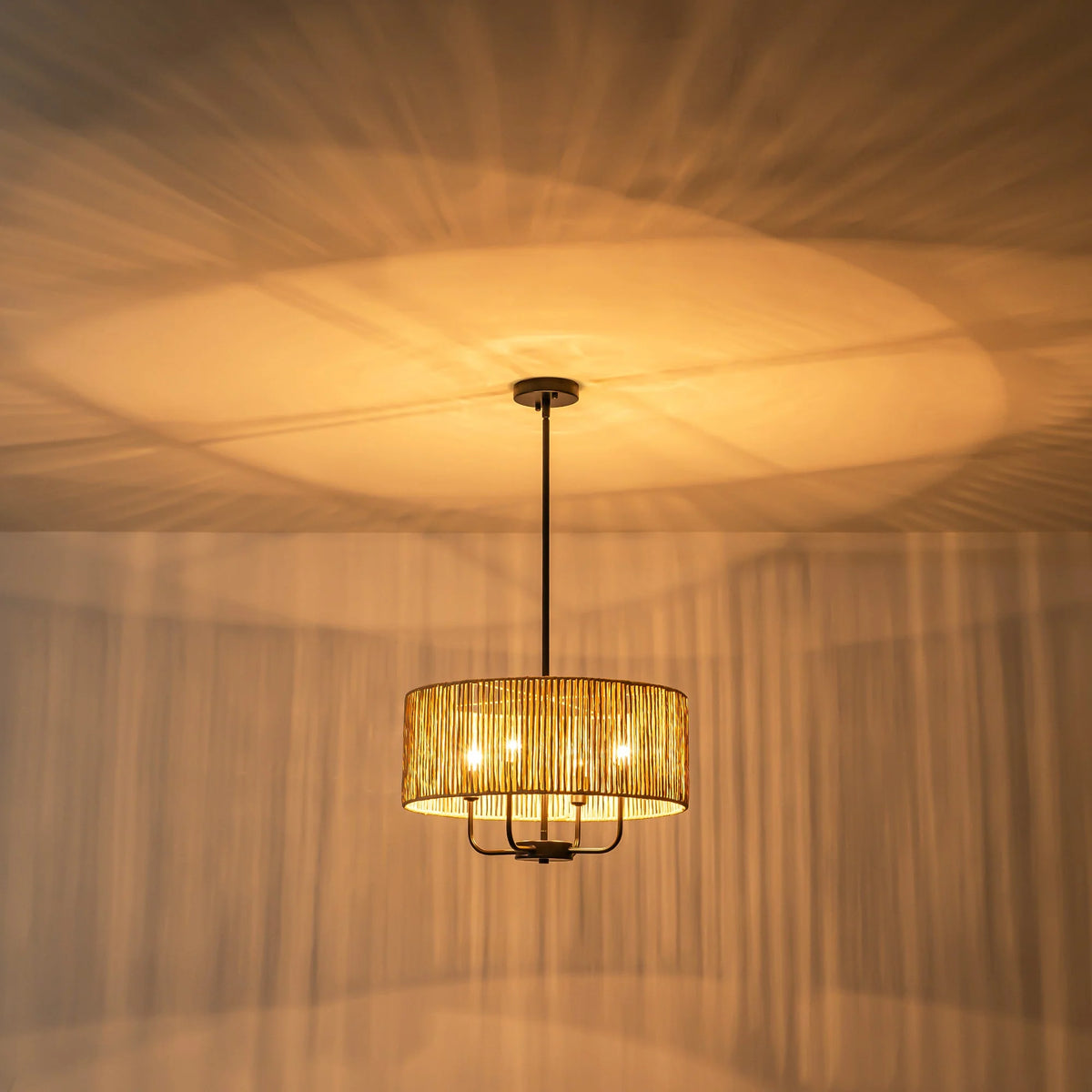 4-Light Handwoven Rope Drum Chandelier H73537