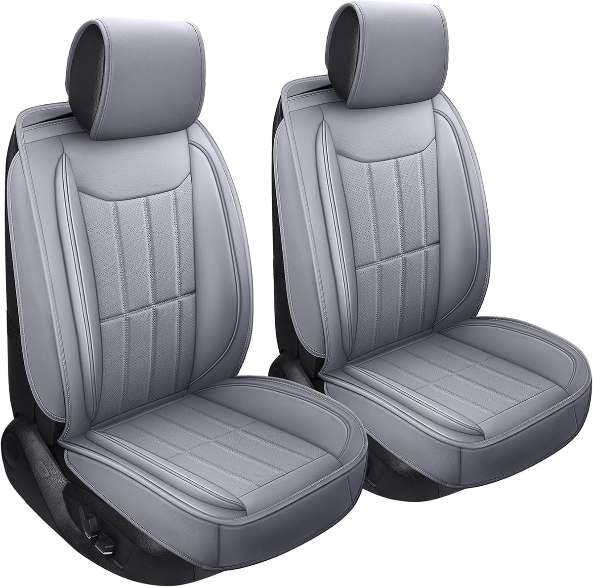 Leather Car Seat Covers Universal Fit Full Set Gray Q28312