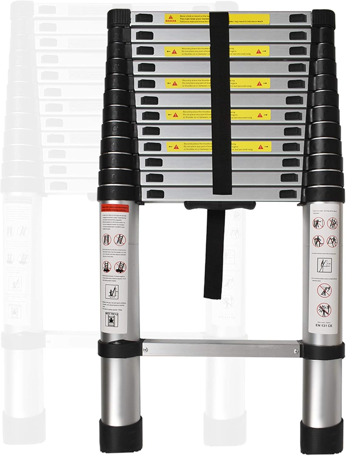 Aluminum Telescopic Extension Ladder, 330 lbs Capacity, 14.5FT G53675
