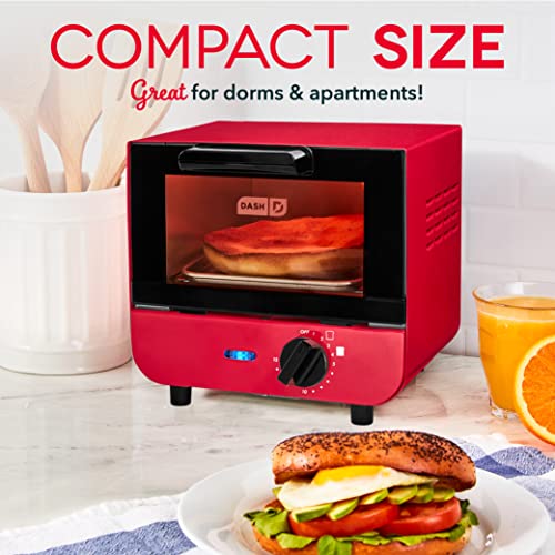 Red Mini Toaster Oven with Baking Tray and Rack W9922