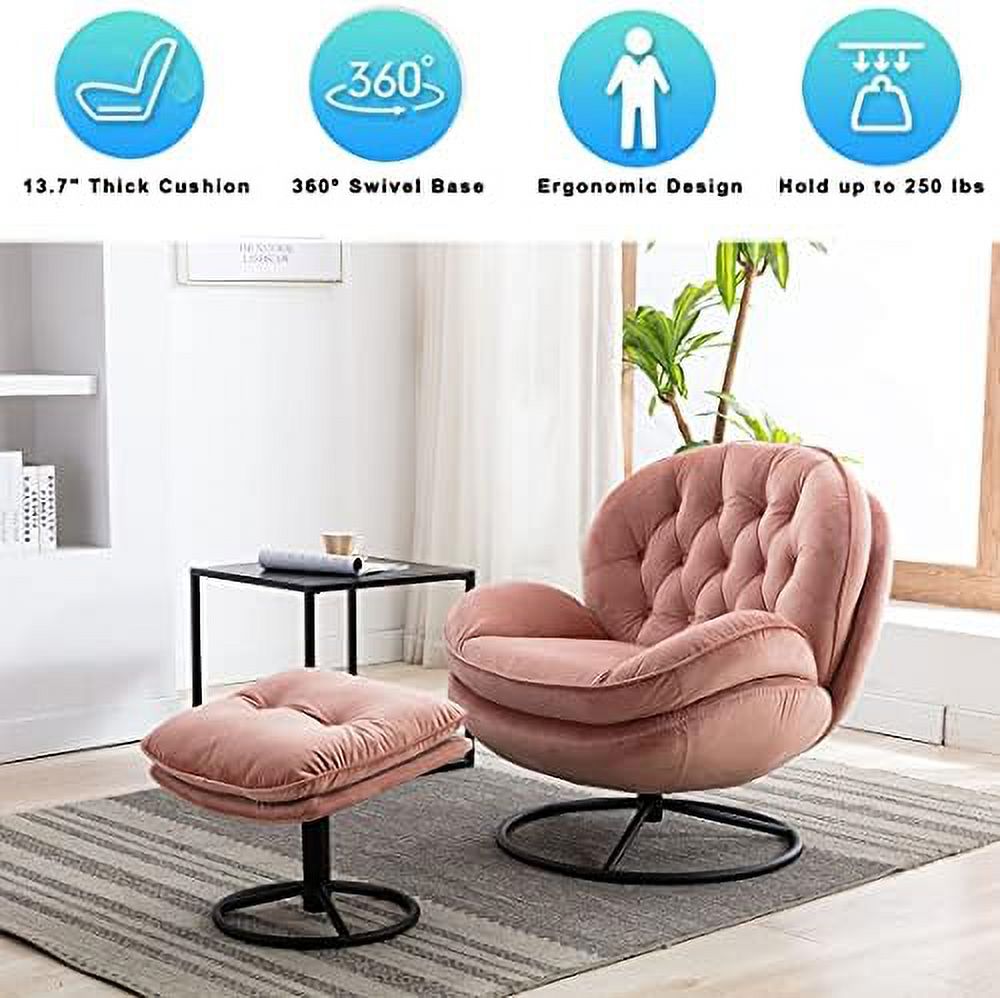 Velvet Swivel Accent Chair with Ottoman Set M458