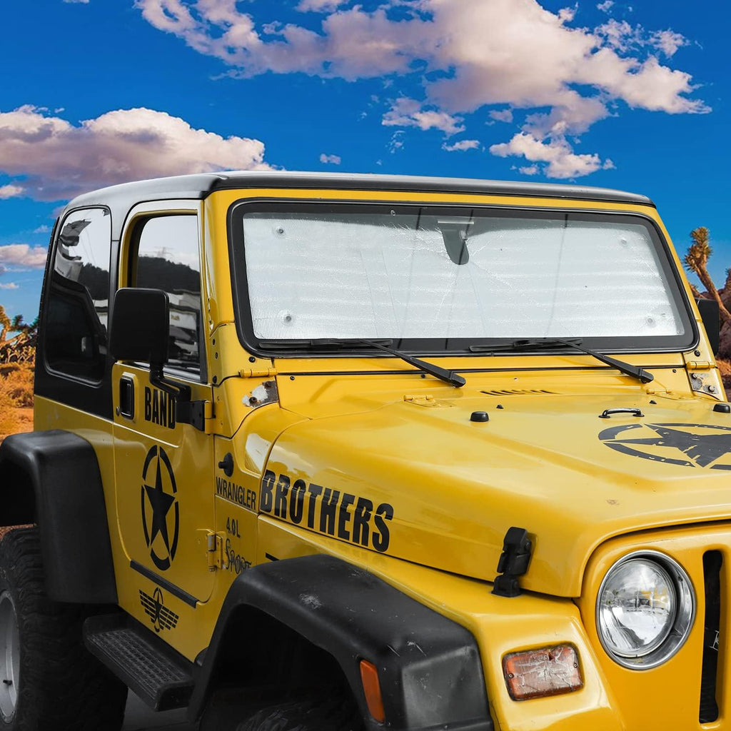Windshield Sun Shade Sun Visor for Jeep Wrangler TJ, 6PCs Pack of 2 F9789