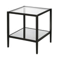 Blackened Bronze 20" Wide Square Side Table with Mirror Shelf I159