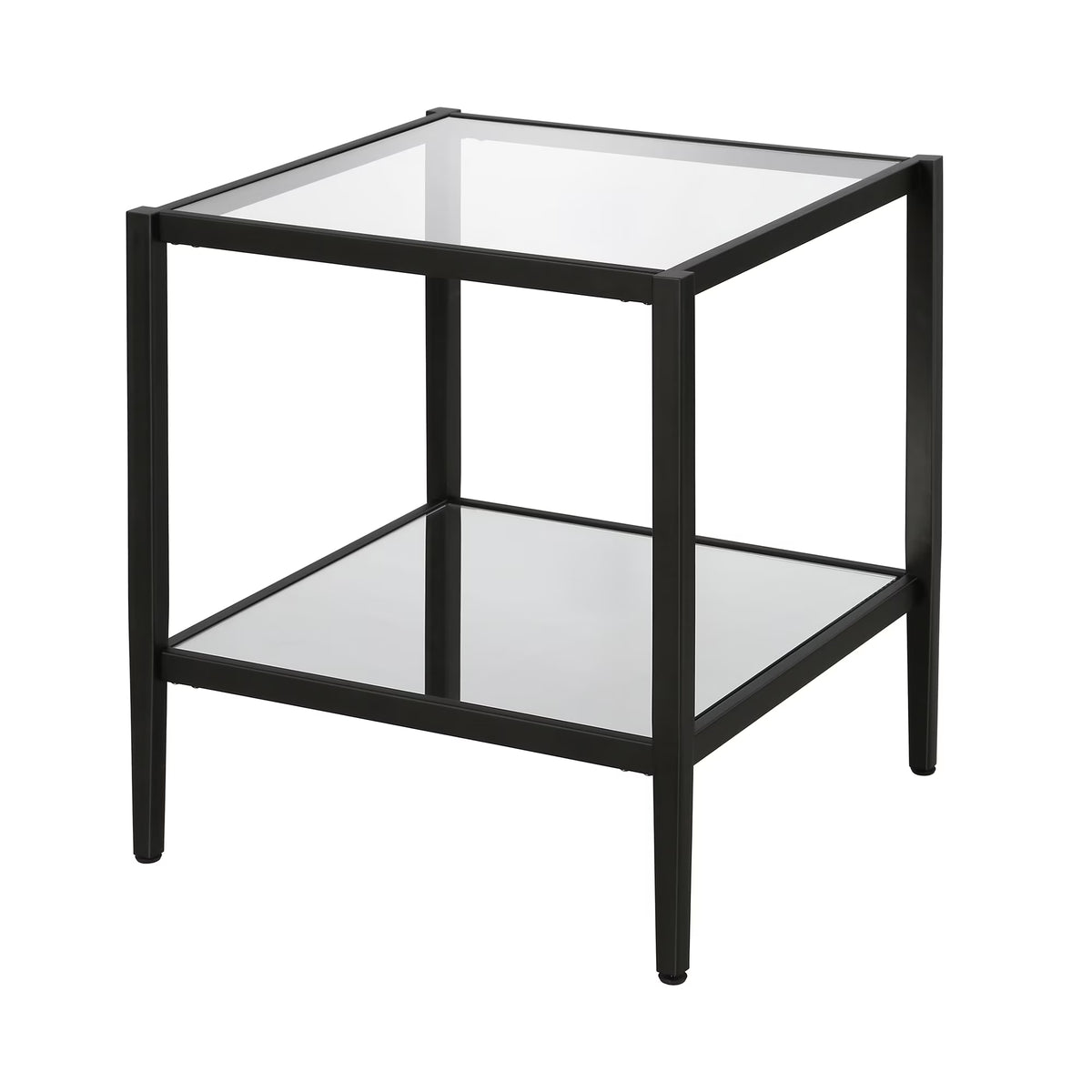Blackened Bronze 20" Wide Square Side Table with Mirror Shelf I159