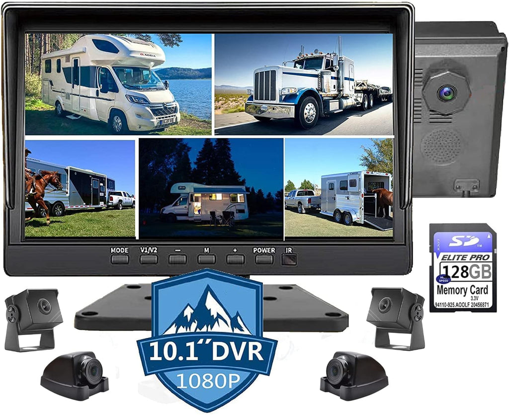 10.1 inch 1080P 4 Split Backup Camera Monitor with Built-in Recorder V702967