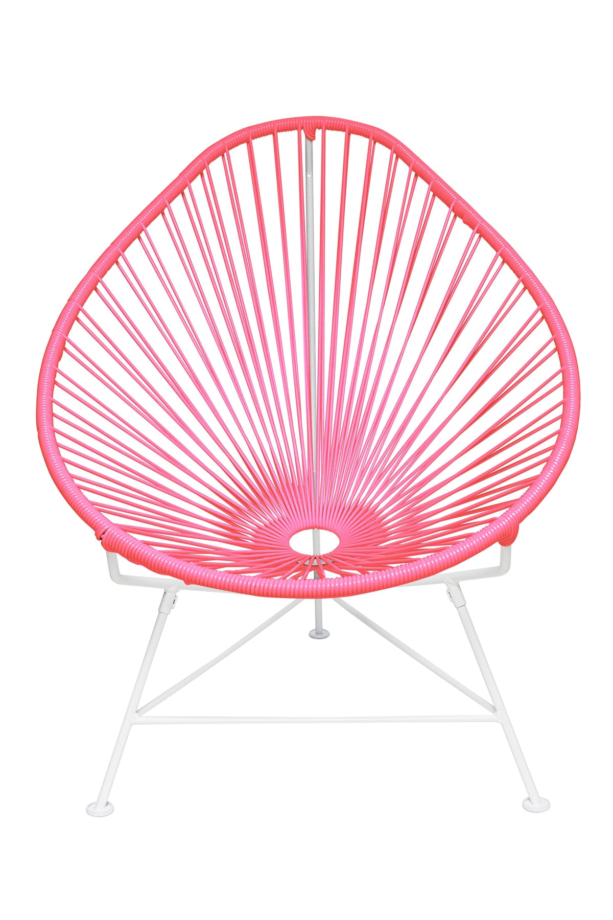 White Frame Acapulco Chair with Pink Weave Q585