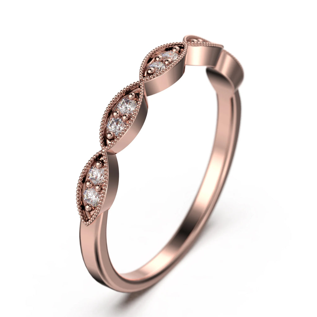 18K Rose Gold Over Silver Diamond Ring V840