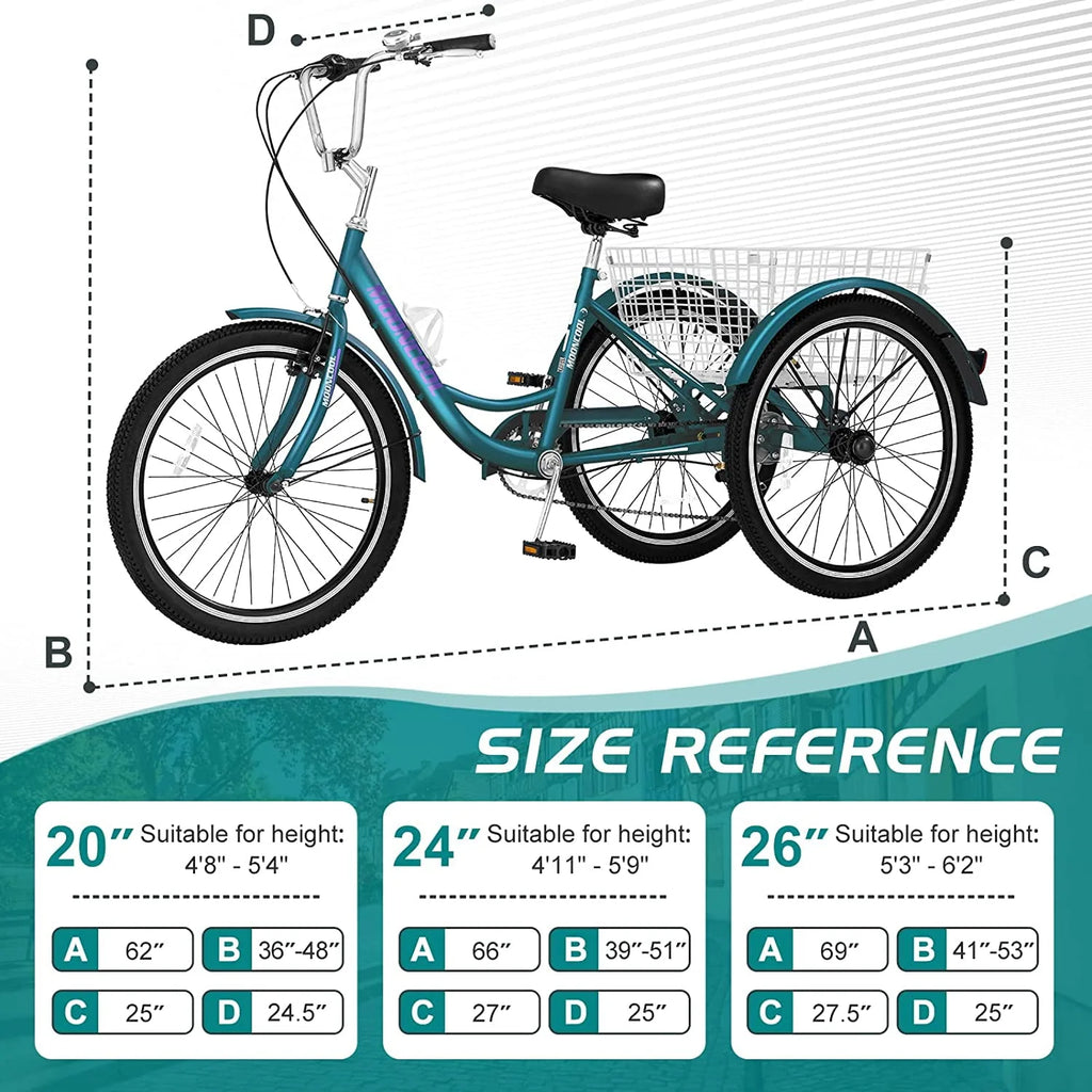 20/24/26 inch 7 Speed Adult Tricycles with Big Basket Z83076