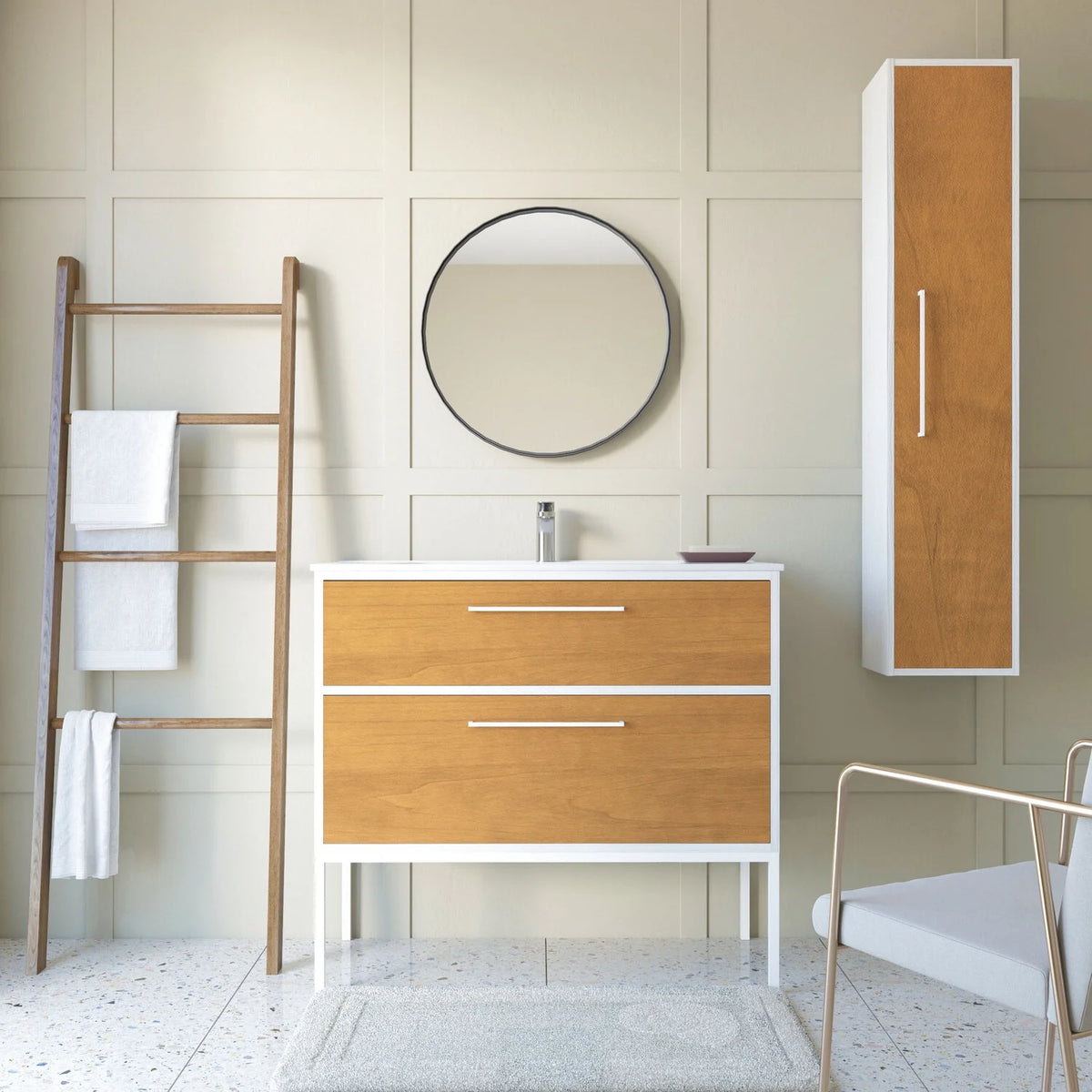Autumn Oak Wood Column Cabinet T85106