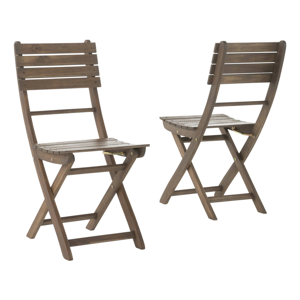 Grey Acacia Wood Foldable Dining Chairs (Set of 2) N2319