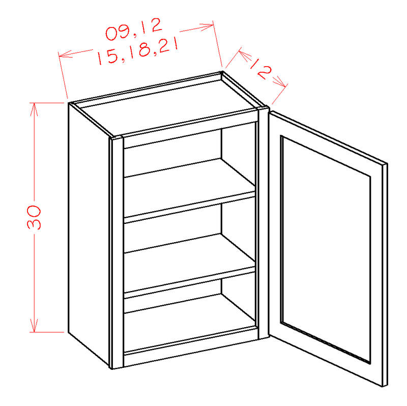 Antique White 9x22 x 30x22 x 12x22 1 Door 2 Shelves Wall Cabinet High-Density Fiberboard K365309
