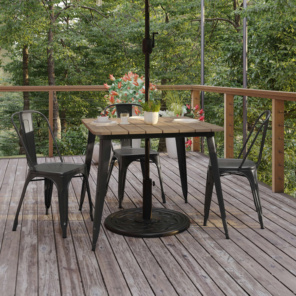 Indoor/Outdoor Dining Table with Umbrella Hole T1782
