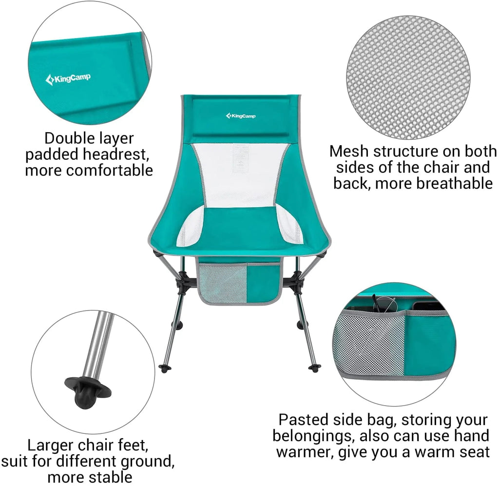 2 Pack High Back Lightweight Extra Wide Folding Camping Chairs with Carry Bag Black F2456