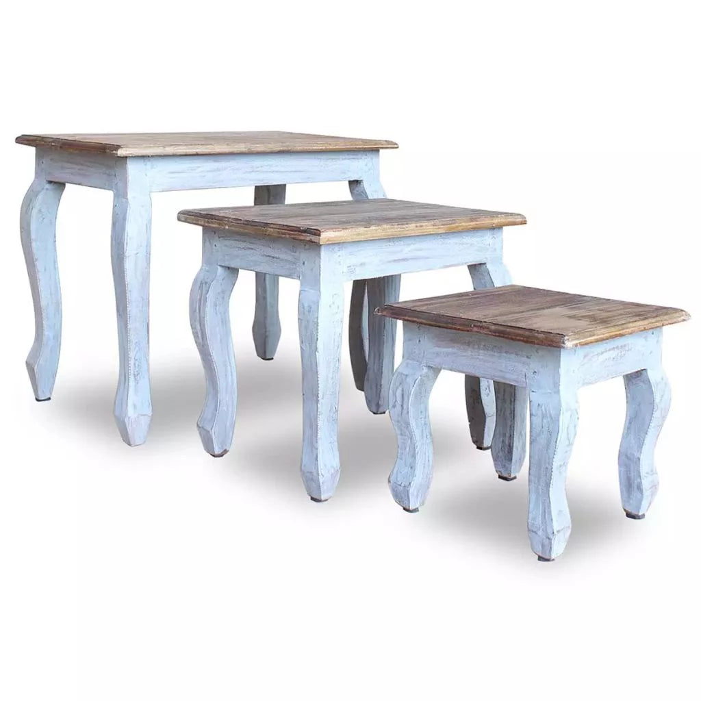 3 Piece Solid Reclaimed Wood Nesting Table Set F7029
