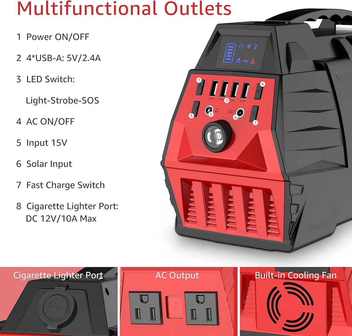 500W 296Wh Portable Power Station with 110V AC Outlet S536172