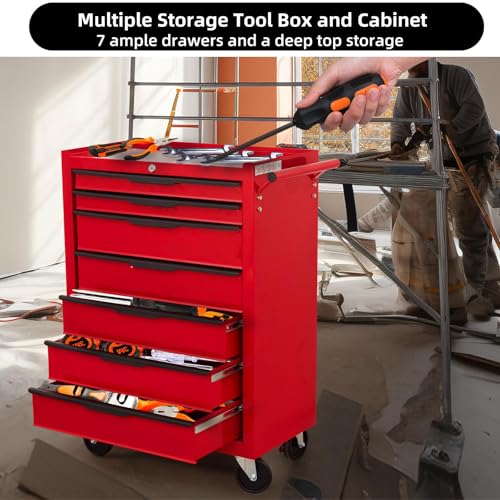 6-Drawer Rolling Metal Tool Chest with Wheels and Keyed Locking D952